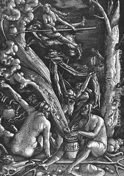 Witches Sabbath painting - Hans Baldung Witches Sabbath art painting